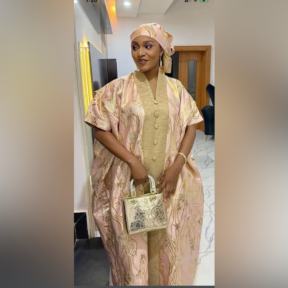 African brocade gown for women